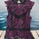 Haute Monde Sweet black and purple Whimsigoth Lace blouse tank Chic - size S Photo 0