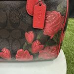 Coach Canvas Mini Bennett Brown Rose Floral Red Photo 3