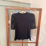 Rachel Zoe  Black Blouse with Sequin Half Sleeves - Size Small Photo 2