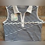 IZOD NEW  Golf Swing Flex Navy and White Striped Sleeveless V-Neck Top Size XS Photo 7