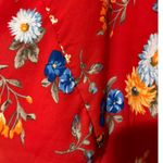 Blush Boutique  Women's Red Floral‎ Waist Tie V-Neck Short Sleeve Blouse Size L Photo 2