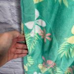 Coral Bay Leisure Swim Cover Up Robe Size XL Green Floral Terry Short Sleeve Zip Photo 2