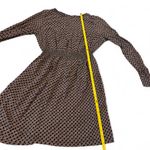 H&M HM Long Sleeve Black Brown Geometric Print Viscose Elastic Waist Mini Dress 2 Photo 6