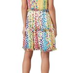 All Things Mochi Blessica Rainbow Polka Dot Print Tiered Silk Mini Dress Sz S White Photo 2