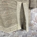 Hem & Thread Speckled Knit Sweater Dress Cream Beige Crochet Trim Size Small Photo 7