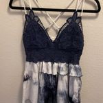 La Miel Navy Tie Dye Top With Lace Detail. Size L Photo 3