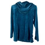 Chico's Zynergy by  side snap velour teal size 0 4/5 hooded zip up casual workout Photo 3