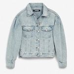 EXPRESS Ballon sleeve denim trucker Jacket New Photo 2