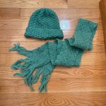 Elegant Teal Knit Scarf and Hat Set – Soft, Warm & Stylish Winter Accessory Green Photo 10