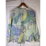 Talbots  Shirt‎ Women Small Paisley Smocking Yellow Peasant Button Crochet Boho Photo 2