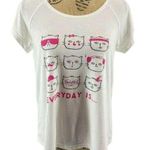 Forever 21 Caturday White Sleep Loose T-Shirt Lingerie Pink Shorts Small Photo 1