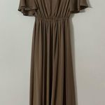 Show Me Your Mumu Dune Chiffon Taupe Emily Empire Waist Maxi Dress Size XS Photo 9