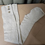 American Eagle Knit Tall Boot Socks Cream Button Detailing One Size Neutral Photo 0