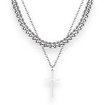 Cross Pendant Necklace for Men Women Streetwear Unisex Hip Hop Style Silver Photo 0