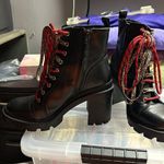 Gianni Bini 👣 Women’s 9 Moto / Combat boots 3.5 in heel. Red & Leopard laces Photo 2