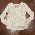 Flying Tomato Cream Crochet Open Knit Long Sleeve Sweater Small Photo 3