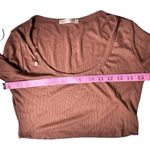 Heart Hips Brown Fitted Crop Long Sleeve Top Sz S Photo 3