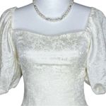 Vintage 80s Handmade Short Off White Retro Wedding Prom Dress Puff Sleeve Bow XS Photo 4