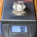 Natural Rainbow Moonstone White Topaz Sterling Silver Ring Size 7 Photo 8