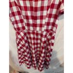 GOOBGS Red White Gingham Plaid Square Neck Puff Sleeve Fit Flare Dress XL Photo 9