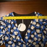 STAUD Mini Milla Dress Size 2 Floral White Acid Blue Puff Sleeve Mini Photo 8