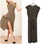 Reformation  yellow black floral cap sleeve midi dress NEW Photo 2