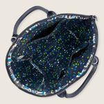 Vera Bradley  Ink Blue Trimmed Satchel Cotton Faux Vegan Leather Zip Hand Bag Photo 5