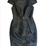 Carmen Marc Valvo Black Jacquard Bead & Sequined Embellished Cap Sleeve Dress Photo 0