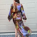 Rat & Boa Daliana Tropical Print Resortwear Semi Sheer Long Sleeve Maxi Dress S Photo 4