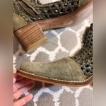 Free People  Suede Leather Boots Olive Woven Ankle Boots side zip US 8-8.5 EU 39 Photo 4