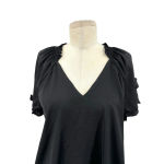 Current Air  Los Angeles‎ Black Ruffle Short Sleeve Blouse Size Small Photo 1