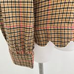 st. john's bay plaid scalloped Blouse top MEDIUM Tan Red Long Sleeve NWOT Photo 7