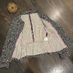 Max Mara  Black Cream Striped Cotton Blazer Size 8 Photo 4