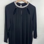Moa Moa  Black Rhinestone Neckline Blouse Cutout Neckline Glam Goth 3/4 Sleeve 1X Photo 1