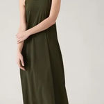 Athleta Aspen Olive Green Presidio Traveler Maxi Dress with pockets Size Small Photo 0