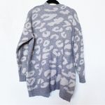 La Miel Cozy Soft Grey Leopard Cheetah Open Cardigan Size Small Photo 5