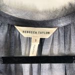 Rebecca Taylor  Blue Plaid Silk Long Sleeve Peplum Blouse Sheer Size 2 Photo 2