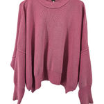 Free People Oversized Ribbed Knit Sweater Pink Drop Shoulder Relaxed Fit XS Photo 0