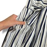 Elle Women’s Striped Jumpsuit L Navy White Belted Wide Leg Cropped Summer Outfit Photo 8
