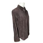 Ann Taylor Suede Leather Button Front Shirt Jacket Brown Womens S Photo 1