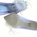 Amara Ostrich Pumps Lilac Pointed toe heeled tag satin feather silver heart.Sz39 Purple Size 8.5 Photo 5
