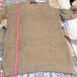 NWT Cozy Waffle Knit Crewneck Sweater Dress with Belt Tan Size Small Photo 10