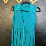 Avaasa Turquoise Button Front Midi Dress Size Small Blue Photo 2