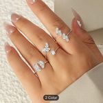 Zirconia Inlaid Butterfly Ring Set Silver Plated Moon Lightning Lady Ring Set Photo 2