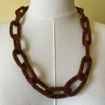 Vintage 70s Glass Seed Bead Chain Link Necklace Brown Beaded Boho Statement Size 27 Photo 2