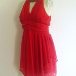 Halter Metallic Keyhole Open Back Dress Red Size M Photo 2