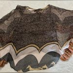 Blouse in earth tones, dropped shoulder and with outer layer Brown Size M Photo 1