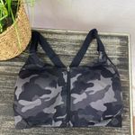 All In Motion  Gray & Black Camouflage Front Zip Racerback Wire Free Sport Bra Photo 1