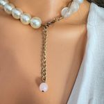 ZARA  Gold and Cream Statement Necklace with Crystal Accents Photo 7