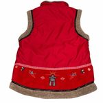Vintage Inuk Red Vancouver Indigenous Embroidered Fleece Trim Vest size Small Photo 5